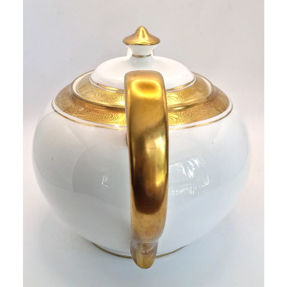 Vintage Aynsley Argosy 8360 Teapot England Bone China Heavy Gold Gilt Rare